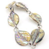 Vintage mother of pearl leaf link sterling silver bracelet