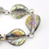 Vintage mother of pearl leaf link sterling silver bracelet