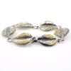 Vintage mother of pearl leaf link sterling silver bracelet