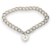 Vintage Sterling Silver Heart Padlock Bracelet Double Curb Link Chain
