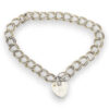 Vintage Sterling Silver Heart Padlock Bracelet Double Curb Link Chain