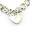 Vintage Sterling Silver Heart Padlock Bracelet Double Curb Link Chain