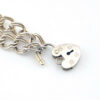 Vintage Sterling Silver Heart Padlock Bracelet Double Curb Link Chain