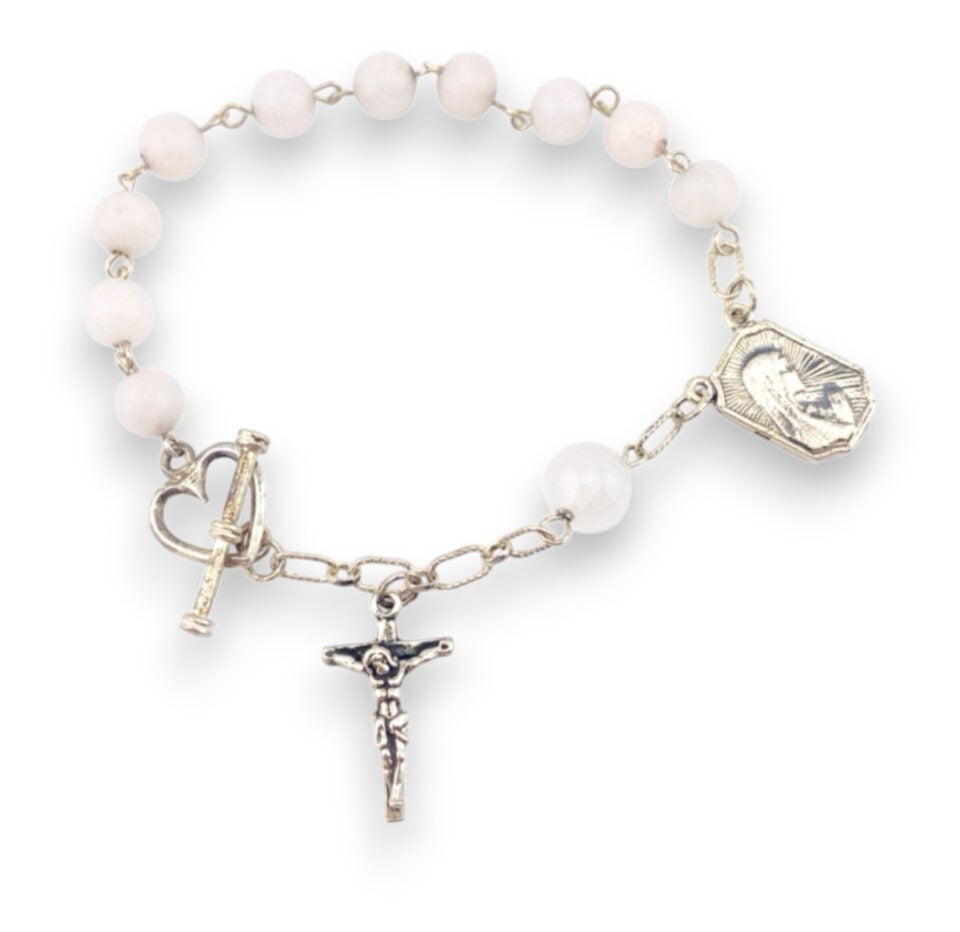 Vintage Sterling Silver Rosary Bracelet 7.5 Inches