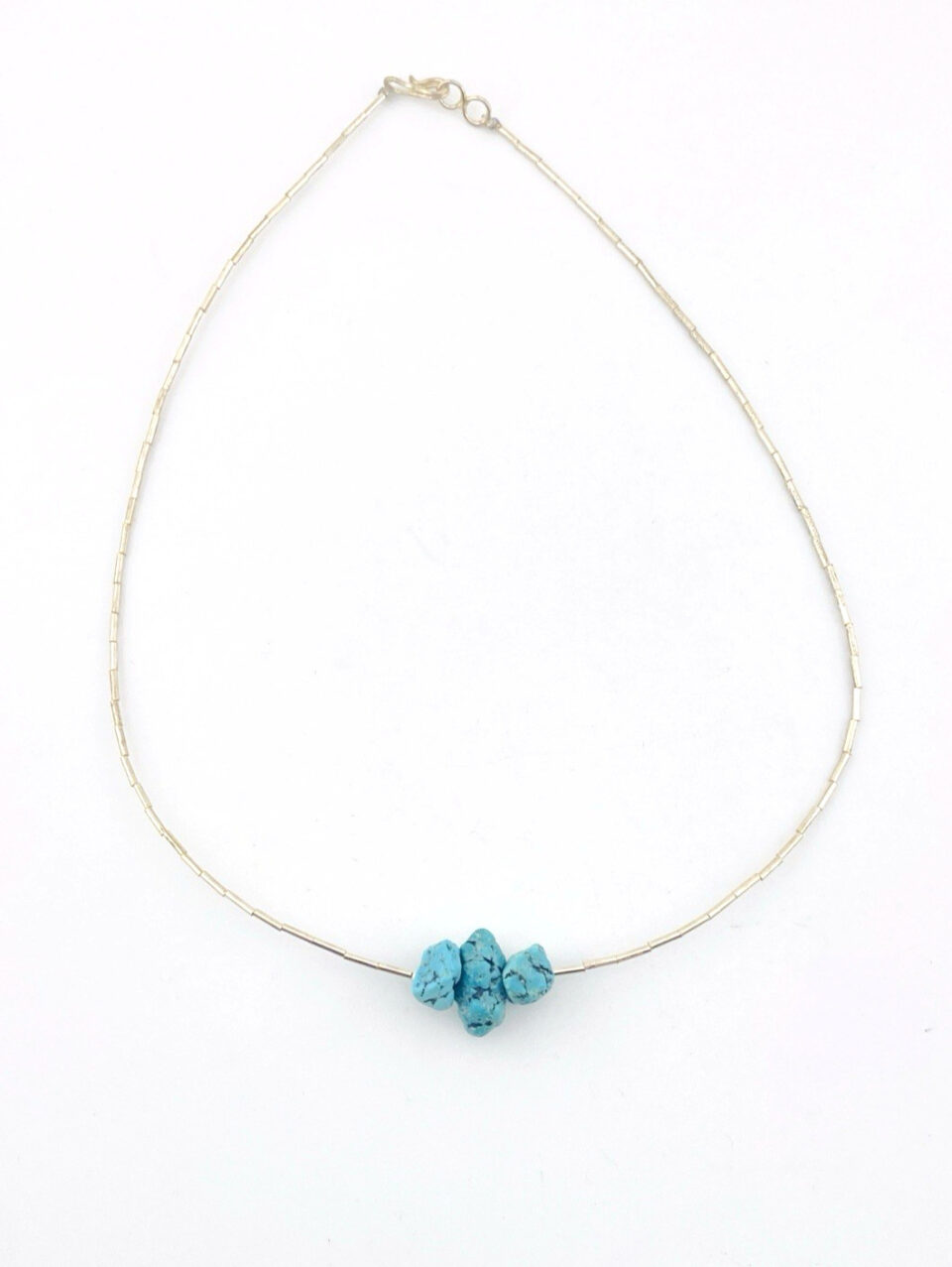 Vintage turquoise liquid silver choker necklace