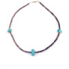 Vintage turquoise pebble brown shell heishi choker necklace