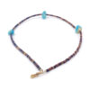 Vintage turquoise pebble brown shell heishi choker necklace