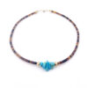 Vintage turquoise pebble cluster heishi shell choker necklace