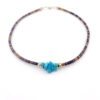 Vintage turquoise pebble cluster heishi shell choker necklace