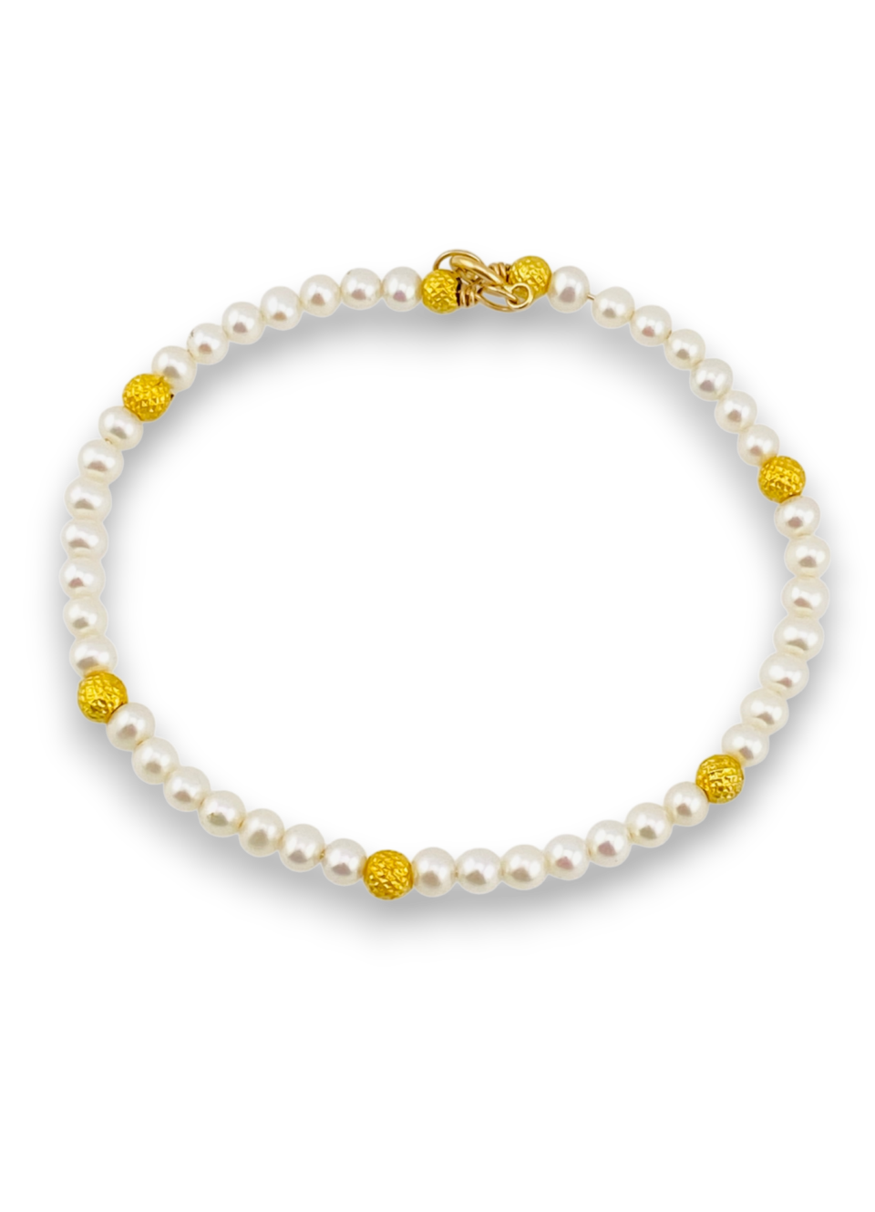 14k Gold Cultured Pearl Stackable Bracelet 7 inches