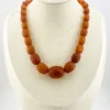 Antique Art Deco amber necklace with matte faceted graduated beads