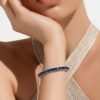 Art Deco Sapphire Blue Glass Clamper Bracelet Silver Tone