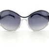 Balenciaga BAL0103 S clear frame sunglasses with black accents and round gradient lenses with pouch