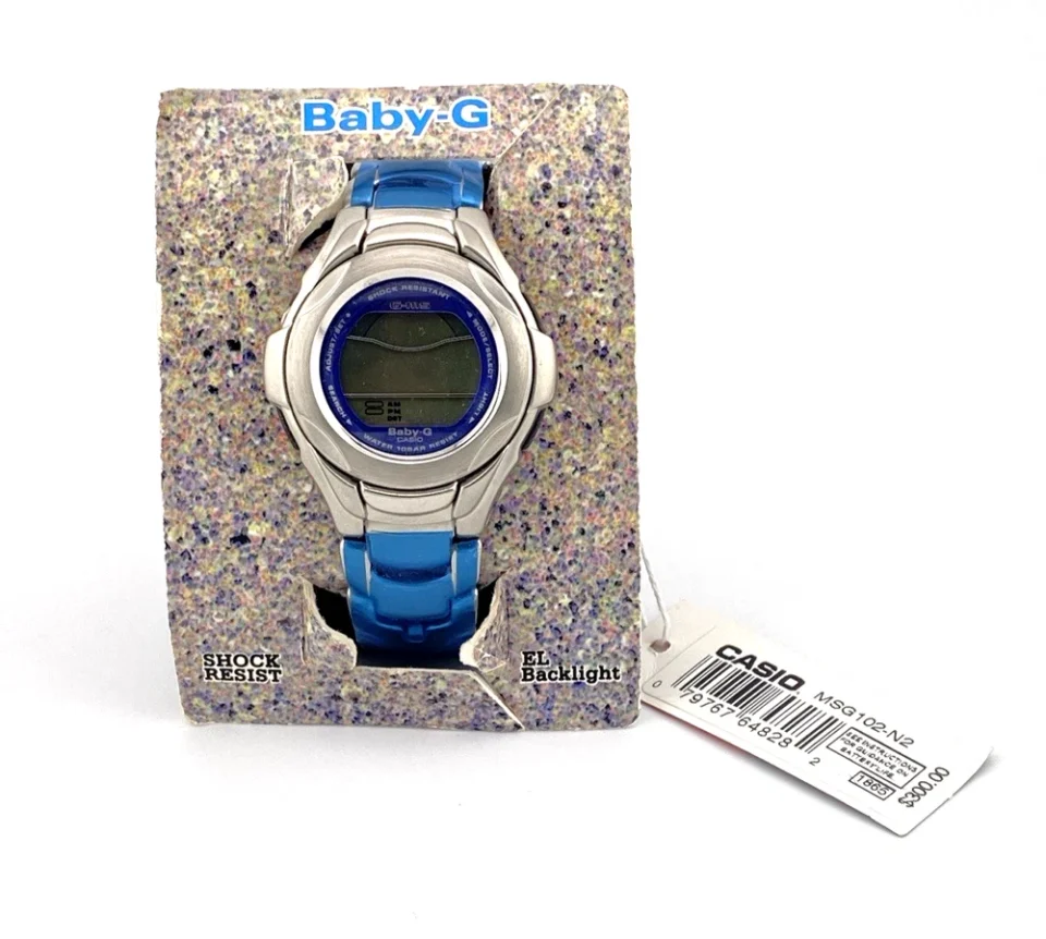 Casio Baby G G MS 102 N2 Y2K Silver Digital Watch Unworn With Tags