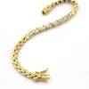 Gold over sterling silver bracelet with cubic zirconia stones panther link design 7 inch