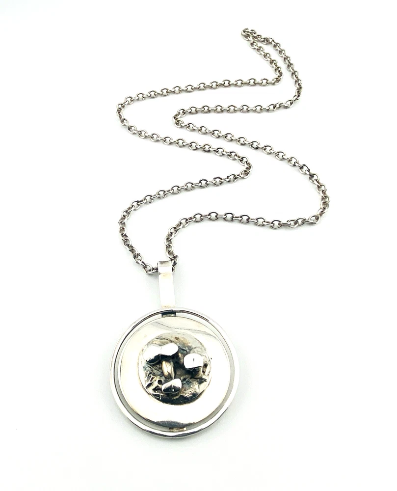 Dansk Smykkekunst Brutalist Pendant Necklace Denmark Vintage