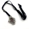 Elias fine pewter art nouveau pendant necklace with velvet ribbon and adjustable slide