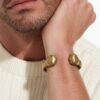 vintage brutalist brass cuff bracelet sculptural heavy modernist