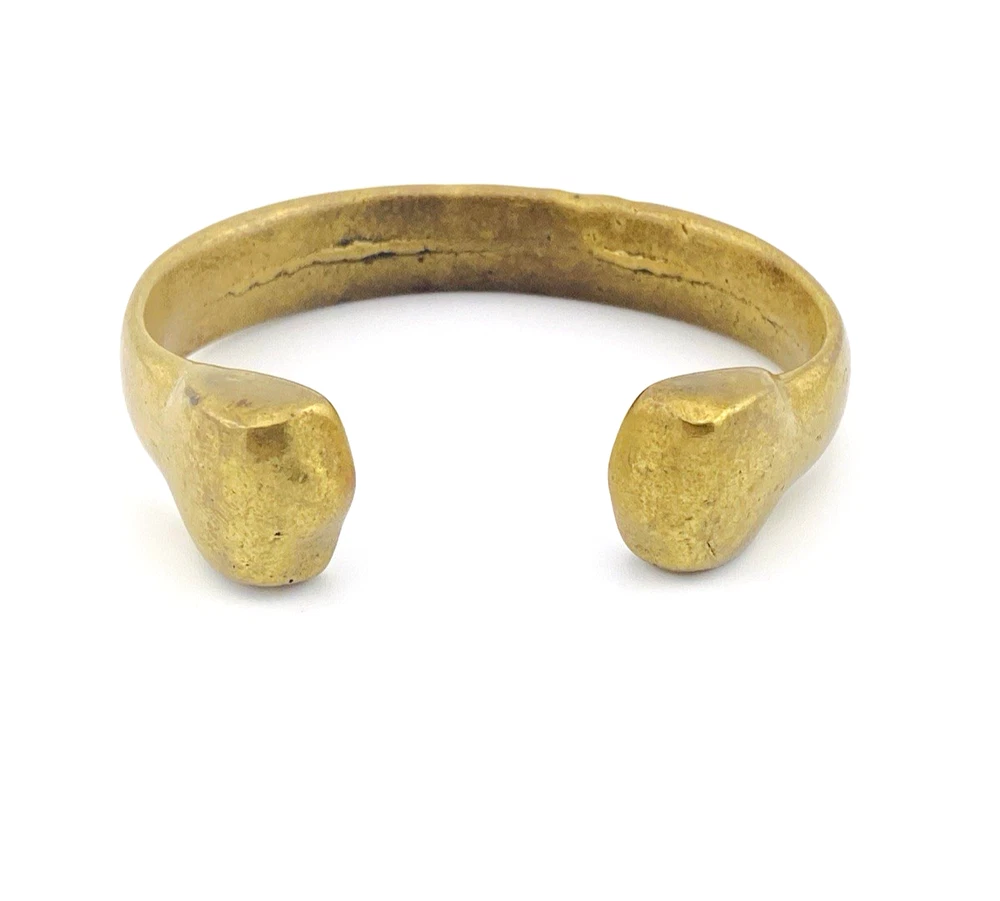 vintage brutalist brass cuff bracelet sculptural heavy modernist