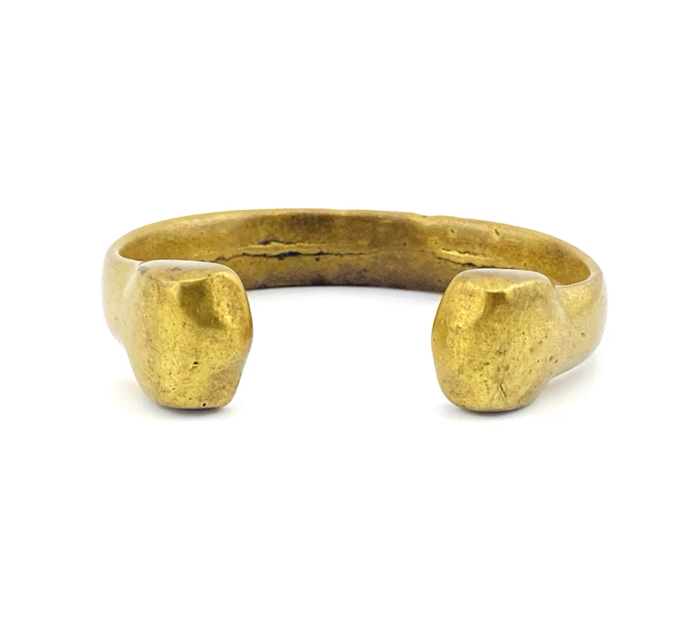 vintage brutalist brass cuff bracelet sculptural heavy modernist