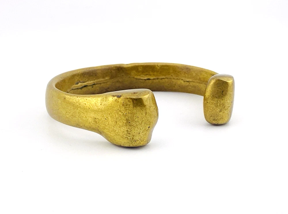 vintage brutalist brass cuff bracelet sculptural heavy modernist