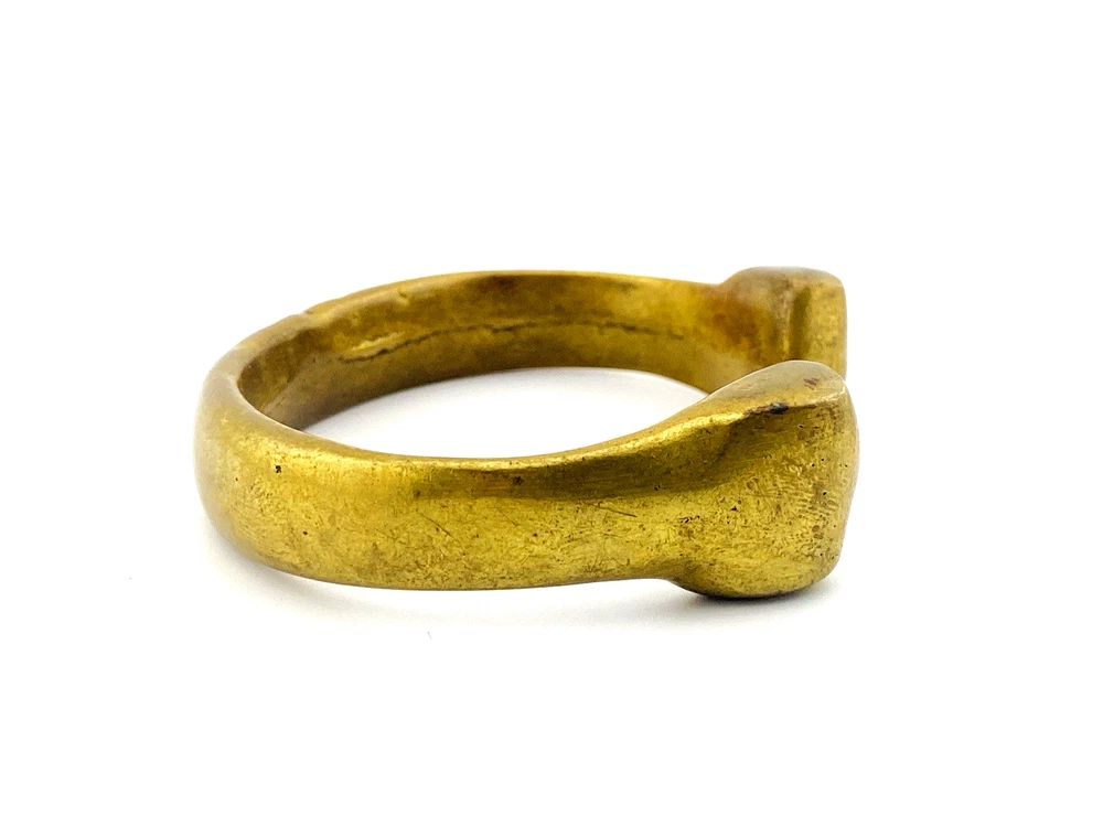vintage brutalist brass cuff bracelet sculptural heavy modernist