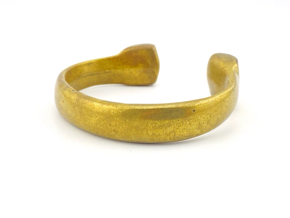 vintage brutalist brass cuff bracelet sculptural heavy modernist
