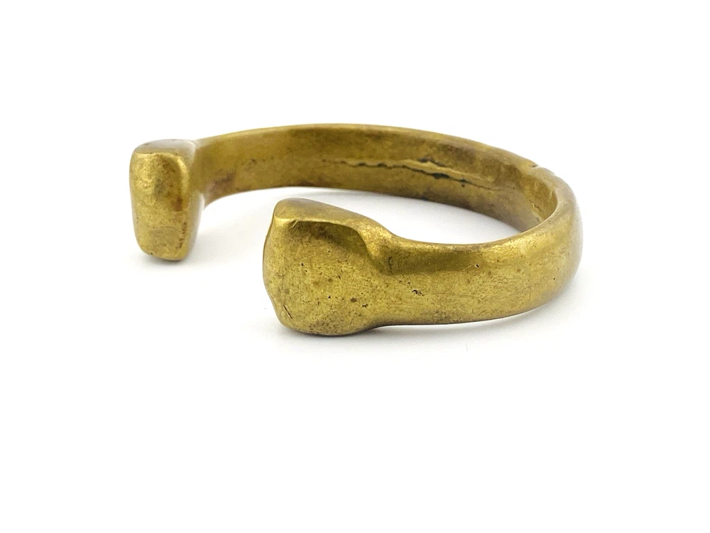 vintage brutalist brass cuff bracelet sculptural heavy modernist