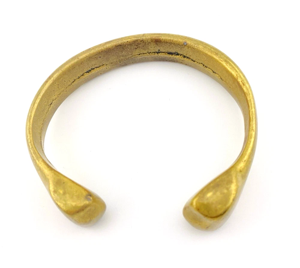 vintage brutalist brass cuff bracelet sculptural heavy modernist
