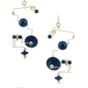 Modernist geometric dangle earrings in gold filled wire with black glass beads sculptural design