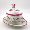 richard ginori mustard pot condiment server pink rose porcelain italy 1950s tray