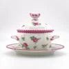 richard ginori mustard pot condiment server pink rose porcelain italy 1950s tray