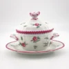 richard ginori mustard pot condiment server pink rose porcelain italy 1950s tray