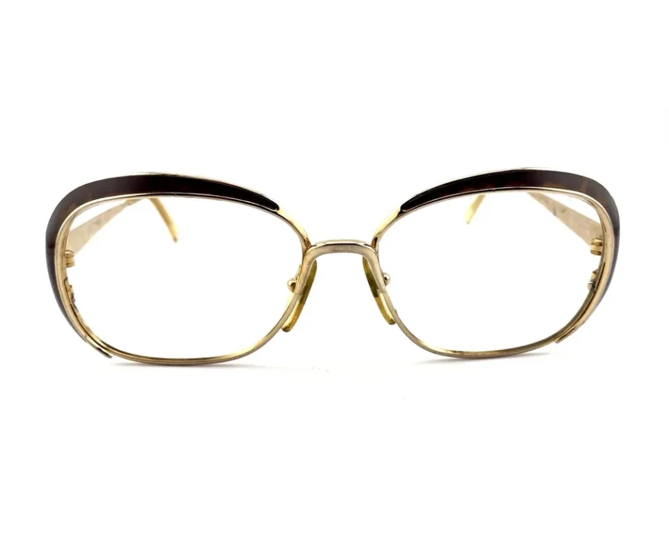 Vintage christian dior eyeglass frames gold tortoise brow 1970s model 2132 no lenses