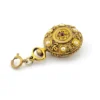 Vintage pocket watch charm pendant gold plated faux pearl turquoise cabochon figural