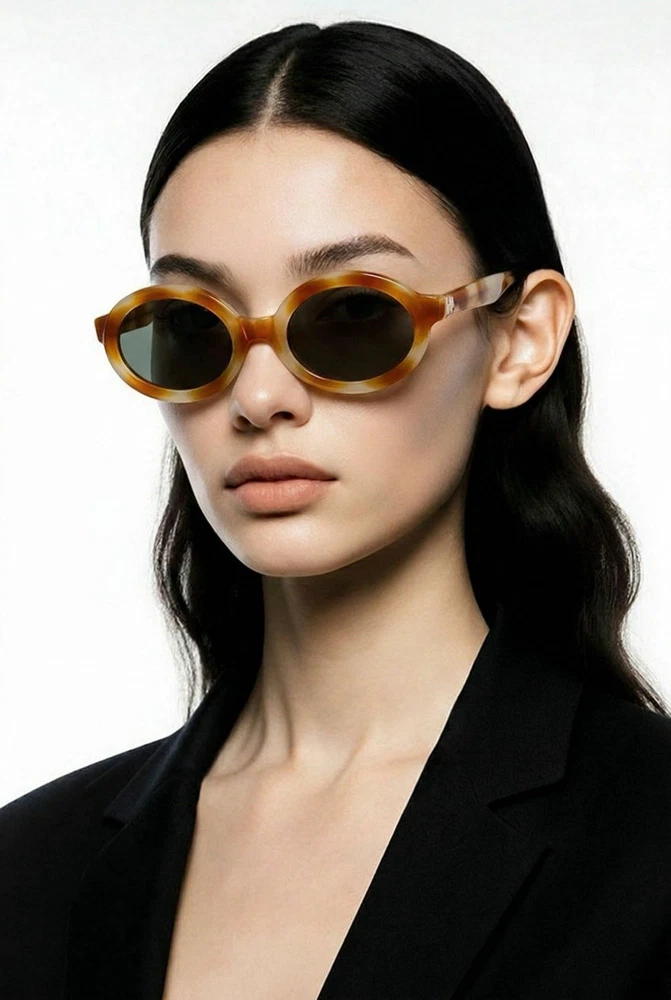 Vintage Mod Oval Sunglasses Solfina Italy Tortoise Frame Gray Lenses 1960s