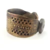 vintage african brass cuff bracelet wide etched geometric heavy tribal style patina