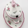 richard ginori mustard pot condiment server pink rose porcelain italy 1950s tray