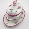 richard ginori mustard pot condiment server pink rose porcelain italy 1950s tray