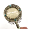 vintage chinese export magnifying glass green stone handle turquoise accents decorative lens