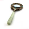 vintage chinese export magnifying glass green stone handle turquoise accents decorative lens