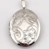 large sterling silver oval locket engraved floral cartouche vintage hayward weh