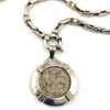 vintage st george coin pendant necklace alpaca silver tone chain
