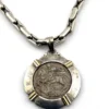 vintage st george coin pendant necklace alpaca silver tone chain