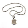 vintage st george coin pendant necklace alpaca silver tone chain