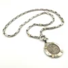 vintage st george coin pendant necklace alpaca silver tone chain