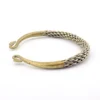 vintage hill tribe woven metal torque bracelet braided cuff adjustable