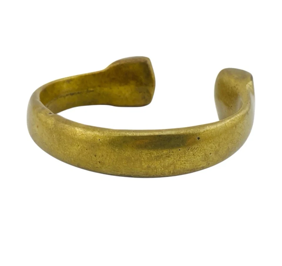vintage brutalist brass cuff bracelet sculptural heavy modernist