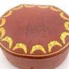 Antique Cartier leather jewelry presentation box with gilded garland border and silk velvet interior