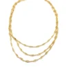 Triple strand gold filled necklace with filigree links and vermeil clasp layered design 16 inch